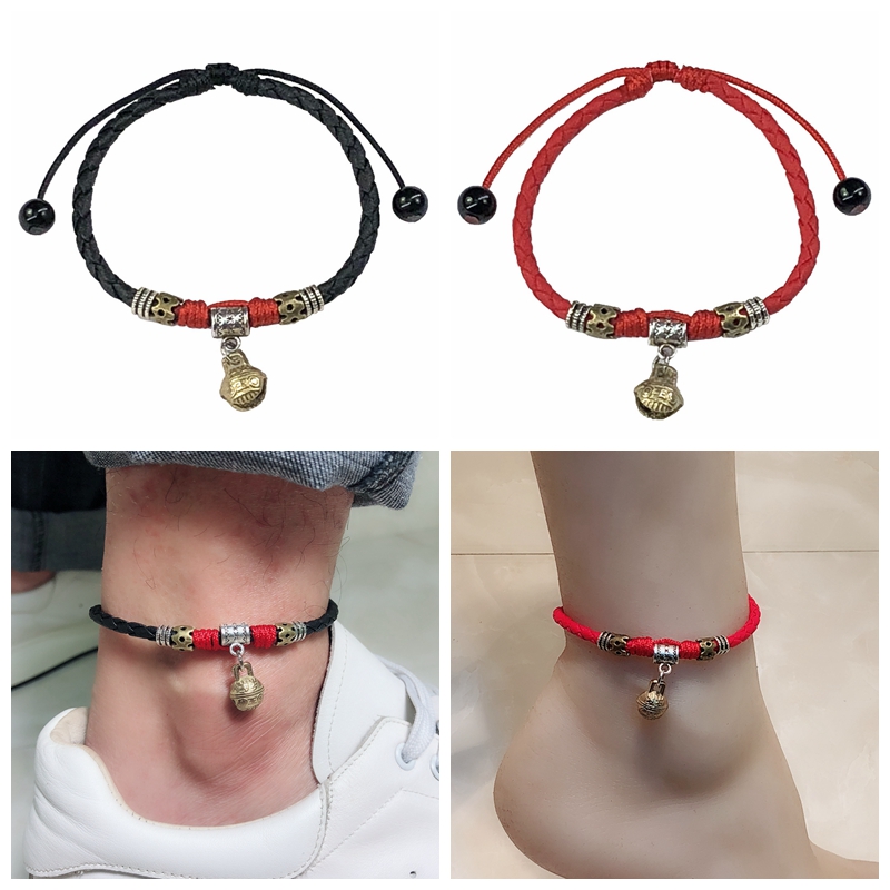 Vòng chân đôi nam nữ một đôi của năm sinh đồng tiền đỏ dây đỏ vận chuyển linh hồn ác nhỏ phiên bản Hàn Quốc của món quà năm heo đơn giản các mẫu lắc chân bạc nữ đẹp