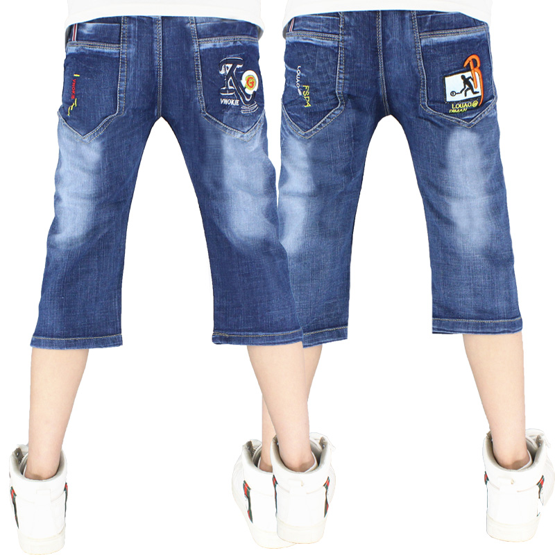 Chàng trai denim quần bảy điểm trong mùa hè cậu bé lớn mỏng 2019 mới trẻ em quần quần năm điểm quần short.