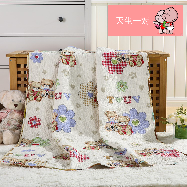 Tấm bông mảnh duy nhất bông phim hoạt hình bởi bé trải giường cotton nap quilt chần chăn có thể giặt