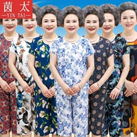 Douyin Jumpy Sisters net Red Girlfriend The Tatting Mom All -cotton Silk Summer Summer Summer Genergy бабушка