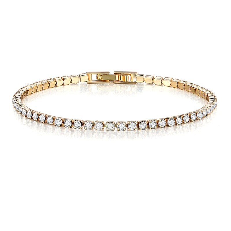 Tennis Bracelet for Women and Men, Stackable, High-End, Light Luxury, Trendy, 2.5 Simple 18K Gold with Full Diamond Tennis Chain
