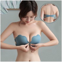 Shoulder-free underwear Female small breasts Poly Anti Slip Front Buttoned Back Without Steel Ring Invisible Bra Thin Summer Smears Breast