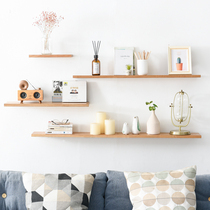 Solid Wood one-character partition shelf Wall TV wall shelf Wall shelf bookshelf hanging wall partition wall shelf