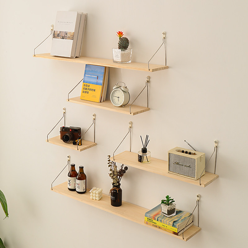 Solid wood-free punch-hole partition bedroom wall hanging living room wall decorated wooden wall panel shelf