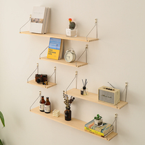 Solid Wood non-perforated partition bedroom book room wall wall hanging living room wall decoration wooden wall shelf