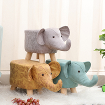 Net red elephant solid wood small stool animal creative cute home bench baby children cartoon small bench baby