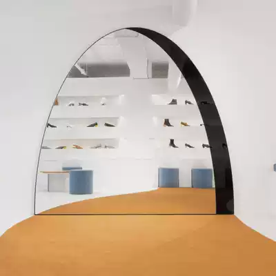 Highlights Home decoration arched mirror wall hanging floor full-length mirror cosmetic mirror small apartment narrow side creative design sense space mirror