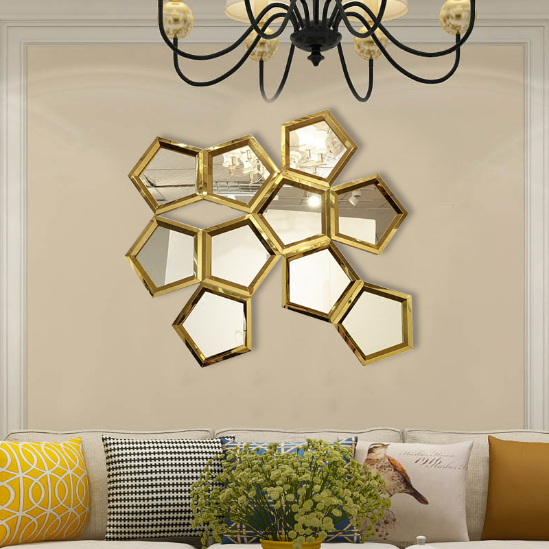 Highlights home decoration special-shaped entry porch wall hanging mirror dining room living room corridor sofa background wall decorative mirror Europe and the United States