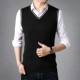 Vest nam cổ chữ V mới phần mỏng mùa thu không tay đan áo len vest nam áo len giản dị ao khoac len nam