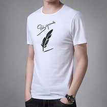Summer new men short sleeve T-shirt slim fit Korean version Young mens clothing printed undershirt large size body shirt