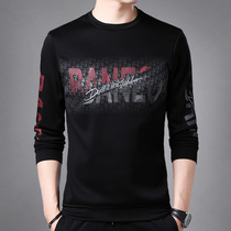 Spring and autumn Mens long sleeves T-shirt thin Youth round collar Korean version of the body printed with undershirt for mens wear and clothing
