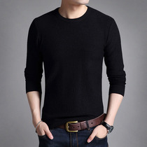 Fall new round collar mens long sleeves T-shirt slim fit for Korean version Body Pure Color Needlenitwear Youth Beating the bottom of the undershirt