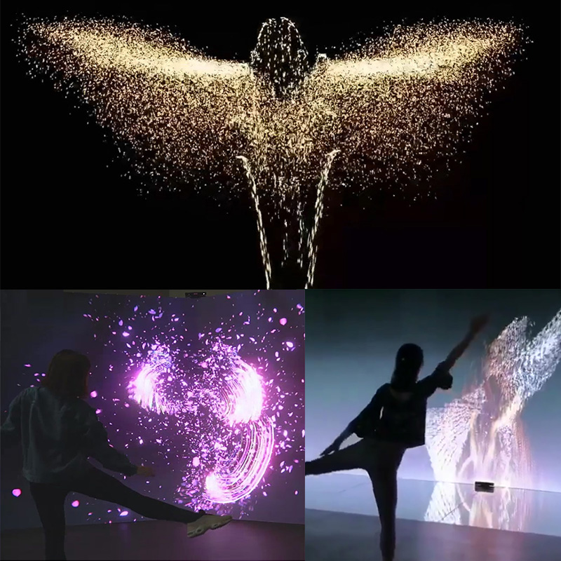 Shake sound shadow somatosensory particles 3D somatosensory games Dancing games Particle somatosensory interactive games Large screen