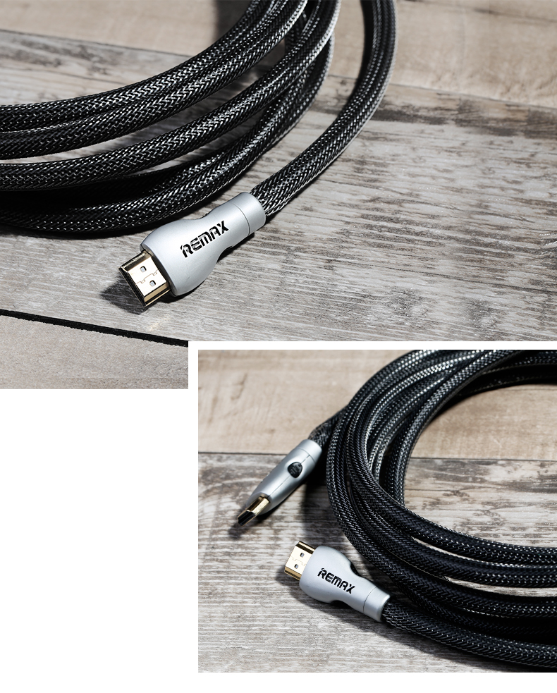 Remax RC-038h 3M/1M Nylon Hybrid SIRY HDMI Cable for Computer TV Projector PS3 Supporting 4K 3D Video