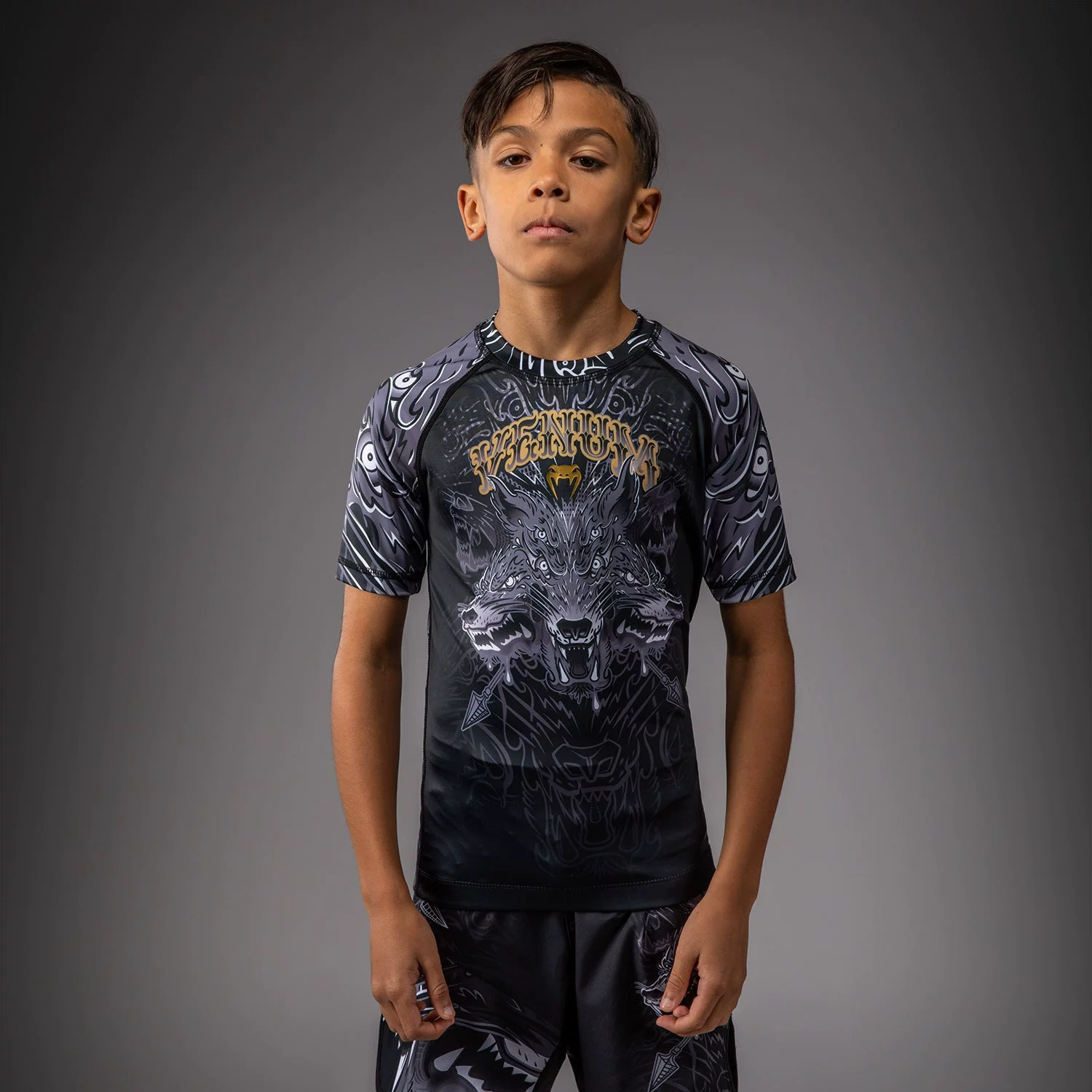 VENUM WOLF ATAK children's Muay Thai fighting Sanda tight short-sleeved confrontation training MMA Jiu-Jitsu wear-resistant clothing