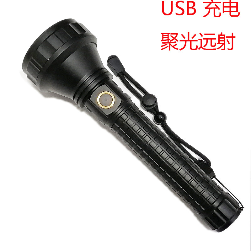 Outdoor intense light waterproof concentrated flashlight USB charging L2 light Pearl 1000 Flow Miner 8 hours of renewal night riding camping