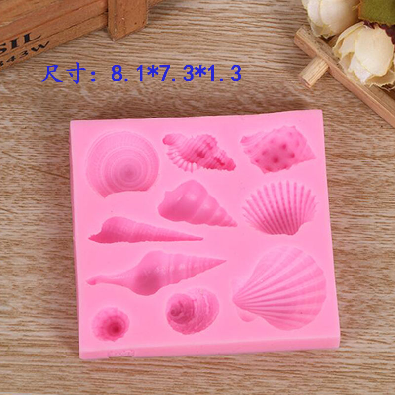 Sô cô la Silicone Đại dương đuôi cá Khủng long Khuôn sao biển Bánh trang trí Conch Shell Biển Epoxy Fondant Khuôn - Tự làm khuôn nướng khuôn làm nến