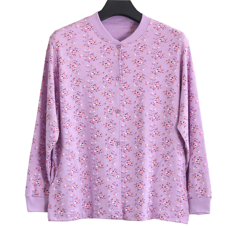 Middle-aged lady pure cotton button sweater long sleeved sweater sweater coat grandmother coat