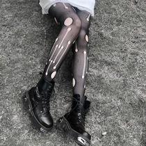 Broken bone race Bobpunk day gothic gothic bottom sock dark black broken hole even pants sexy stretch socks