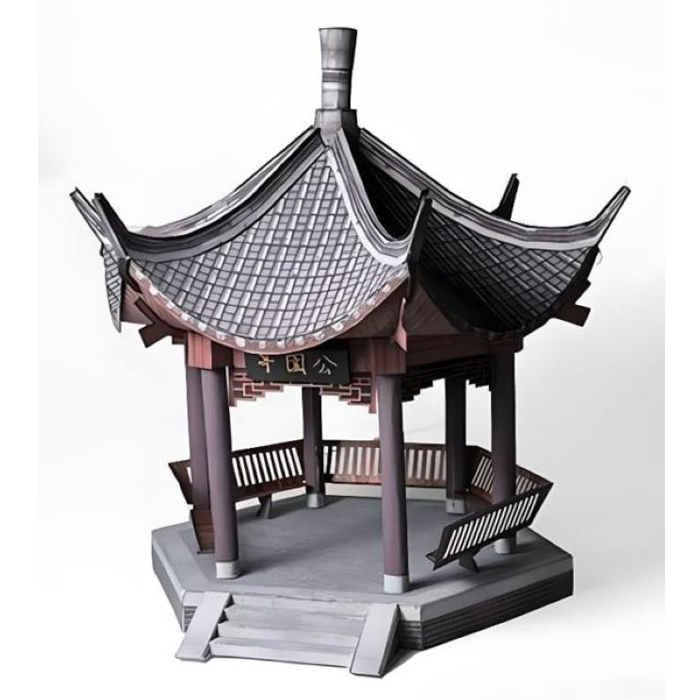 Children's Handmade Origami DIY Assembled 3D Paper Model Toy Ancient Pavilion Park Gazebo Making Children's Handmade Origami DIY Assembled 3D Paper Model Toy Ancient Pavilion Park Gazebo Making