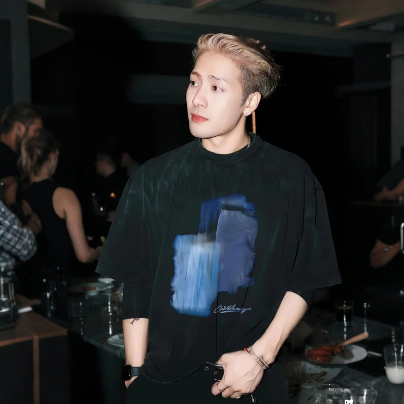 Jackson Wang Celebrity Style Short-Sleeve T-Shirt for Men 2026 Trendy Brand Outlet Loose Versatile All-Cotton Couple Tops for Students