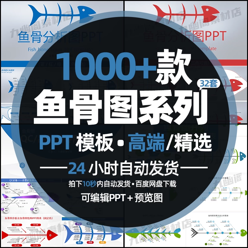 32套1000款鱼骨图思维导图+流程图ppt设计模板素材 - 忙狐网