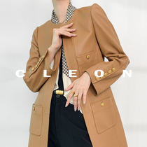 Kolin modern to spit imported sheepskin a small crowd design brown leather coat coat girl