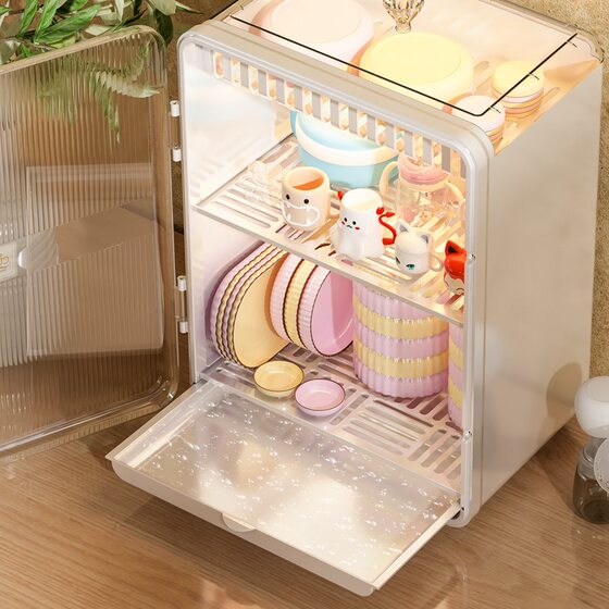 宝宝餐具收纳盒婴儿辅食沥水柜奶瓶箱厨房用品放碗筷水杯置物架子