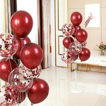 Net red Bobo ball decoration balloon table floating column bracket Ruby red wedding celebration men and women square wedding room suit decoration