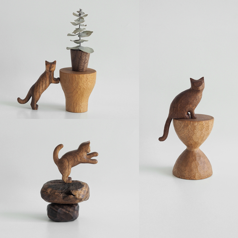 Living with Cats: Restoration Part 3 - Original Hand-Carved Creative Wooden Cat Ornament by Ze Wu Woodwork