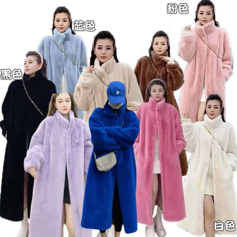 2026 Winter New Women's Mid-Length Mink Fur Coat, One-Piece Fur Jacket, Thickened and Eco-Friendly