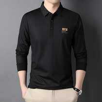  Autumn and winter seamless mens polo shirt loose boutique long-sleeved t-shirt lapel casual