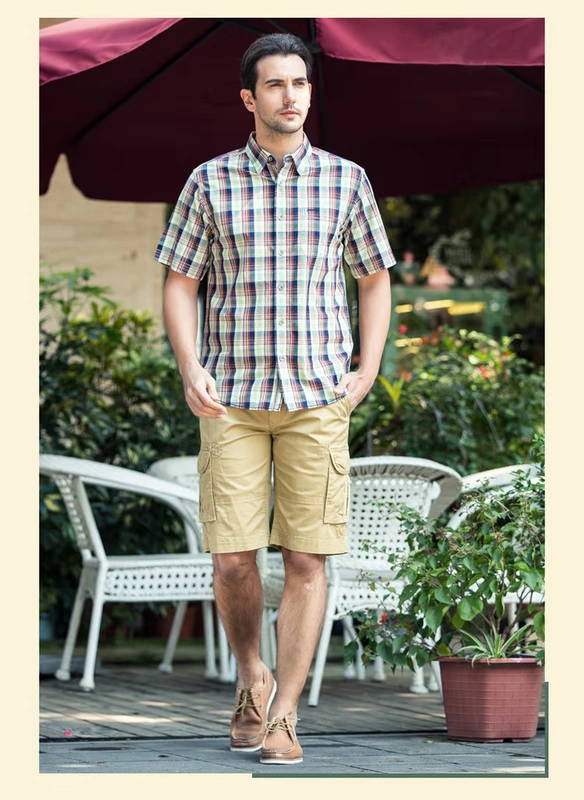 GERTOP Quần áo nam núi Đức mùa hè phong cách mới tinh khiết cotton cổ điển phù hợp với áo kẻ sọc F4313041 - Áo