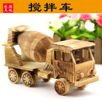 New special wooden model ornaments Wooden mixer car Pulley engineering car Wooden childrens toy car