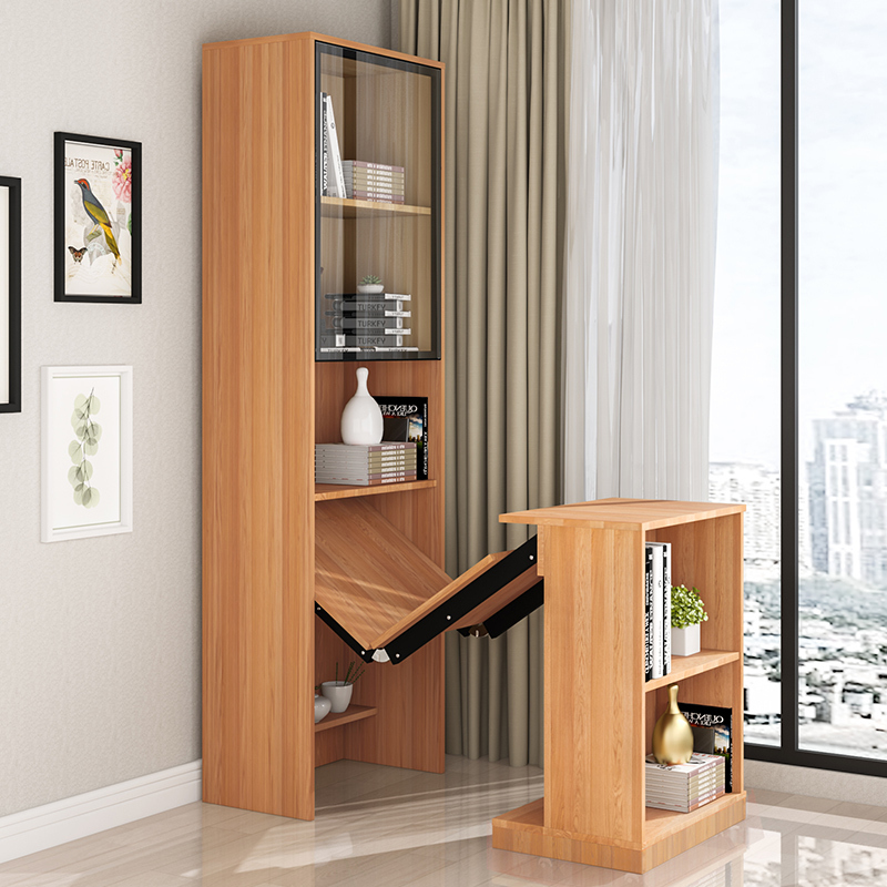 Corner Desk and Bookshelf Integrated Foldable and Extendable Simple Home Study Writing Desk Bookcase Computer Office Desk