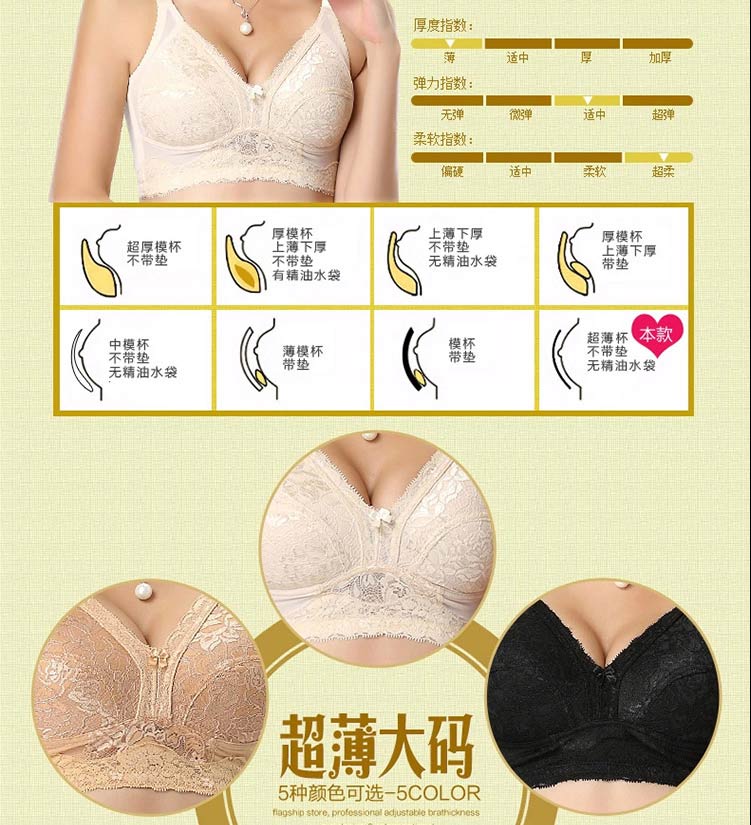 Không có vòng thép ngực lớn ngực nhỏ đầy đủ thoải mái cotton thể thao cốc lớn điều chỉnh phần mỏng áo ngực YK1039 áo lót 2 dây