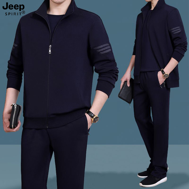 Jeep Jeep Middle-Aged and Elderly Men's Sports Suit Spring and Autumn Cardigan Top Casual Large Size Dad Outfit Men's Suit Jeep Jeep Middle-Aged and Elderly Men's Sports Suit Spring and Autumn Cardigan Top Casual Large Size Dad Outfit Men's Suit