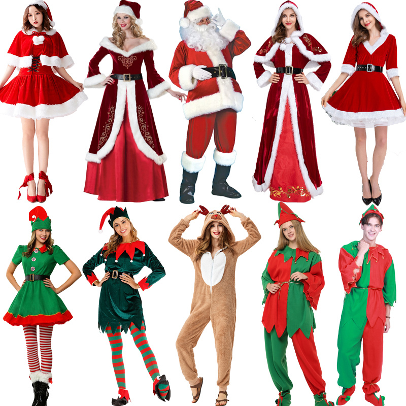 Christmas Themed Clothes Santa Claus Costume Green Elf Suit Dress Performance Costume Cosplay Plus Size Women Christmas Themed Clothes Santa Claus Costume Green Elf Suit Dress Performance Costume Cosplay Plus Size Women