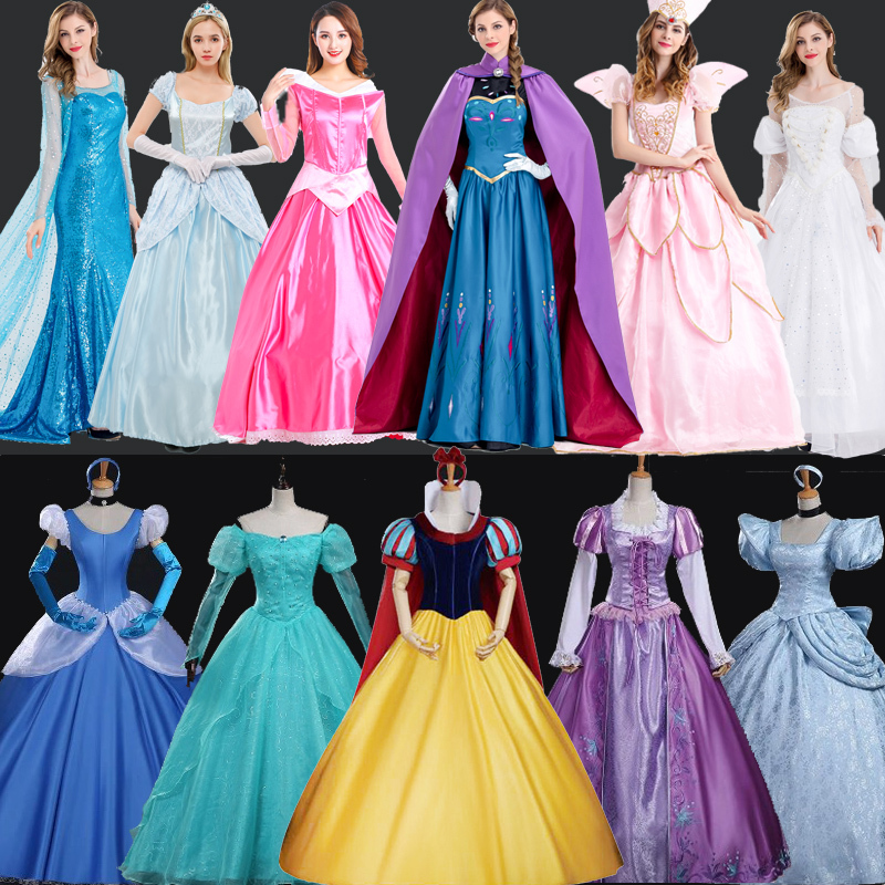 Children's Day Snow White Cinderella Frozen Elsa Anna Mermaid Princess Dress Adult Party Dress