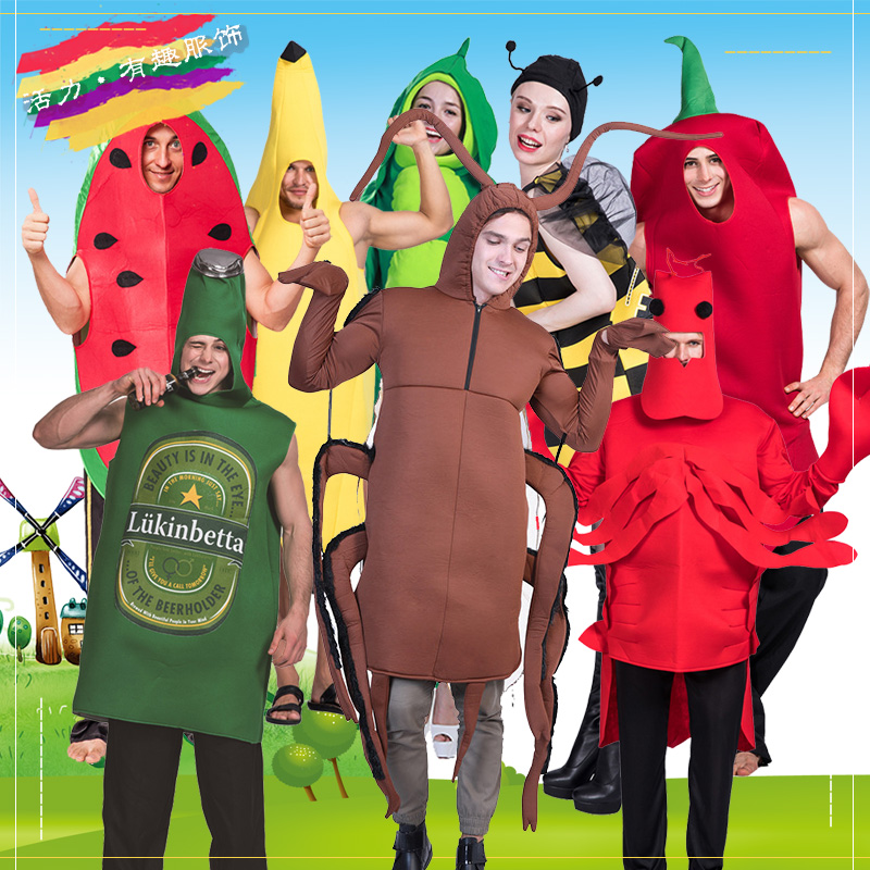 Halloween Cockroach Banana Poop Beer Hot Dog Watermelon Insect Evil Funny Cartoon Figure Male/Female Costume