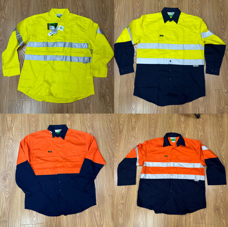 Australian Sun Protection Plus Size Pure Cotton Reflective Strip Long-Sleeved Work Shirt Special Size Loose Fluorescent Yellow Work Shirt Australian Sun Protection Plus Size Pure Cotton Reflective Strip Long-Sleeved Work Shirt Special Size Loose Fluorescent Yellow Work Shirt