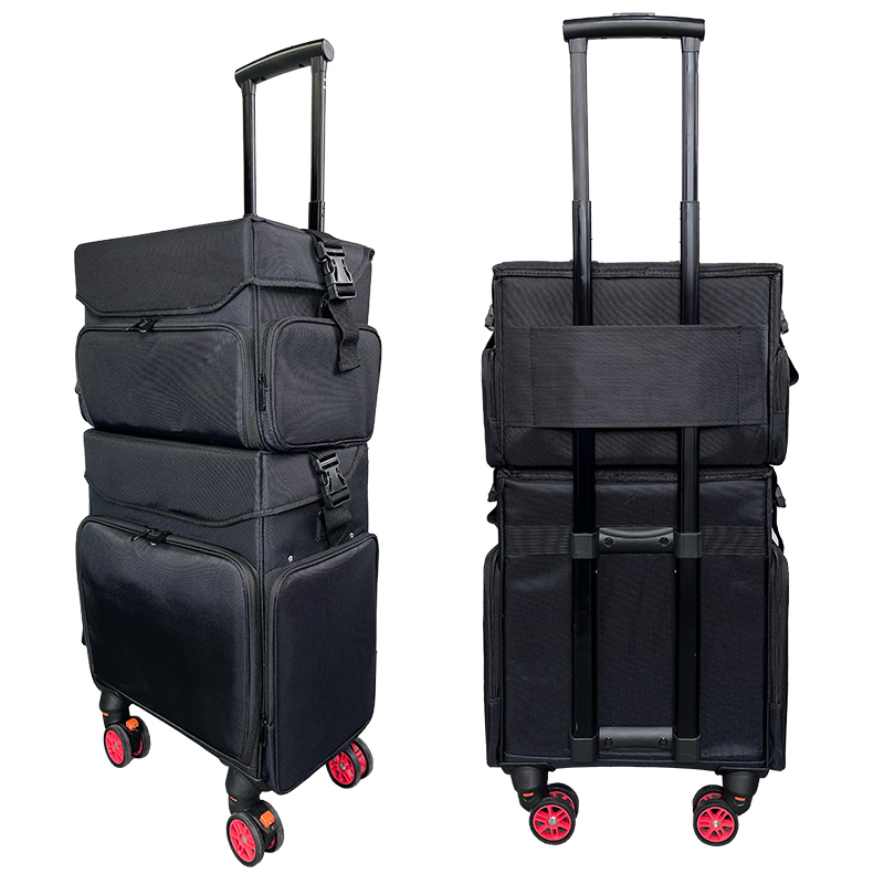 Large Capacity Professional Lalever Door-to-door Heel Makeup Embroidered Beauty Nail Beauty Strap Brake Universal Wheel Makeup Tool Containing box