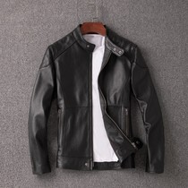 Special offer to pick up leakage new leather mens leather short slim first layer cowhide stand collar handsome motorcycle leather jacket jacket