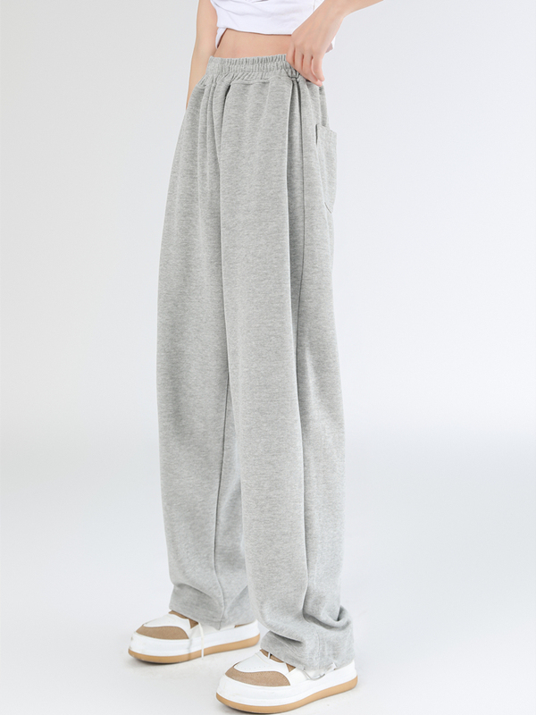 Sparrow Lab Gray Sweatpants, Chinese Style High-Waisted Drawstring Joggers, Loose Straight-Leg Casual Sweatpants for Men and Women