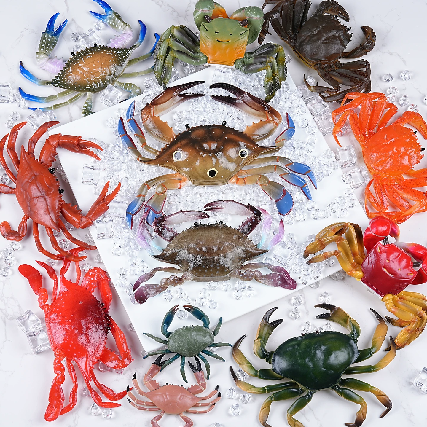 Simulation seafood model raw fruits and vegetable scallops, oyster oyster sea cucumber abalone squid crab crab, lobster props toys