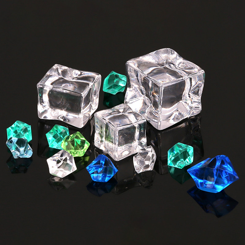 Simulation ice cube model acrylic crushed ice transparent color fake ice cube crystal stone shaved ice decoration props toys