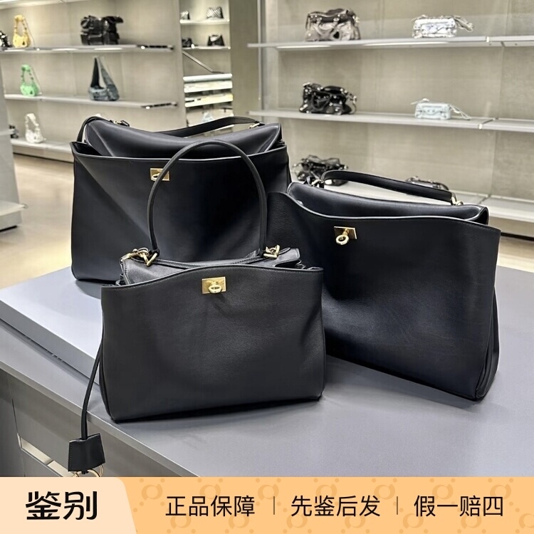 In-Stock Balenciaga Rodeo Tote Bag Genuine Leather Lock Buckle Commuter Handbag Shoulder Kelly Bag