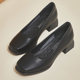 Square toe thick heel soft sole professional shoes for women black heels ສູງ heel ຂະຫນາດກາງ ເກີບດຽວ 4cm ຢ່າງເປັນທາງການ ເກີບແມ່ຍິງ pumps