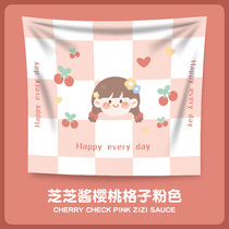 Plaid Sesame Cheese Sauce Hung Cloth Wall Cloth Background Ins Wind Advanced Sensation Bedside Straight Sowing Room Decoration Dorm Custom Bedroom
