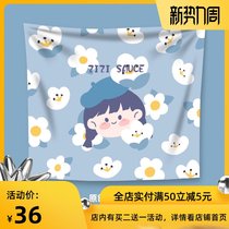  ins original cute Chi chi sauce girl cartoon student dormitory bedroom wall cloth decoration tapestry net red background cloth